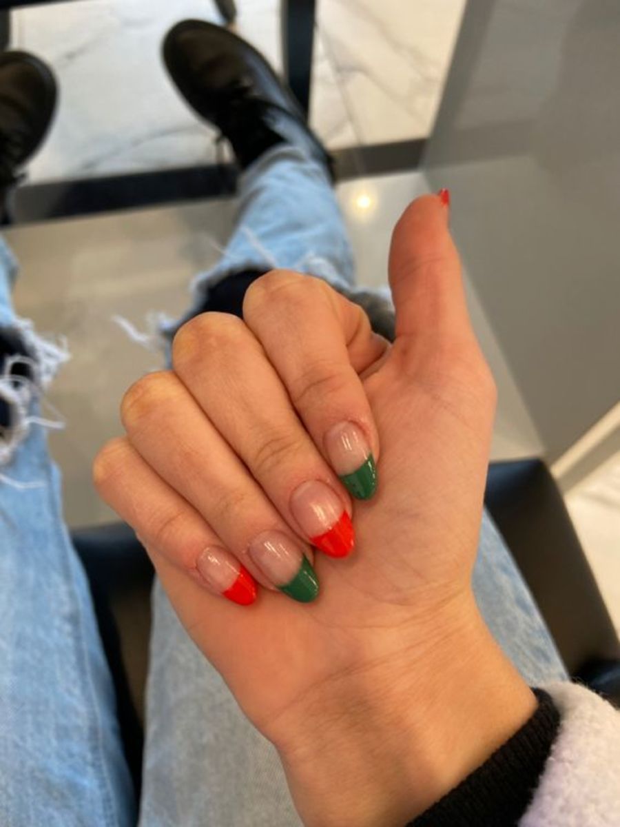 red and green french tip
