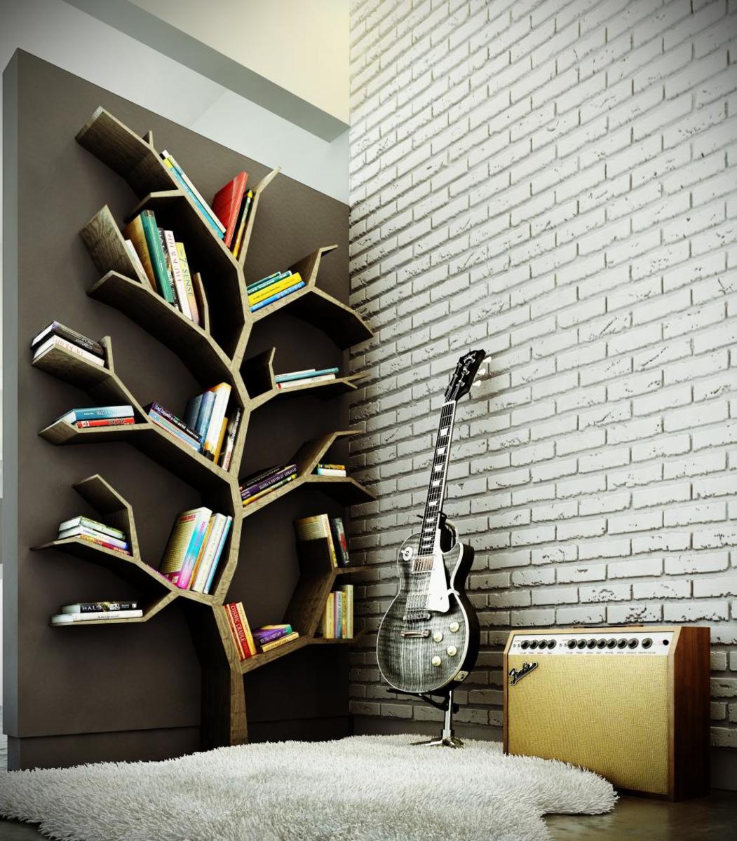 Tree branch bookcase
