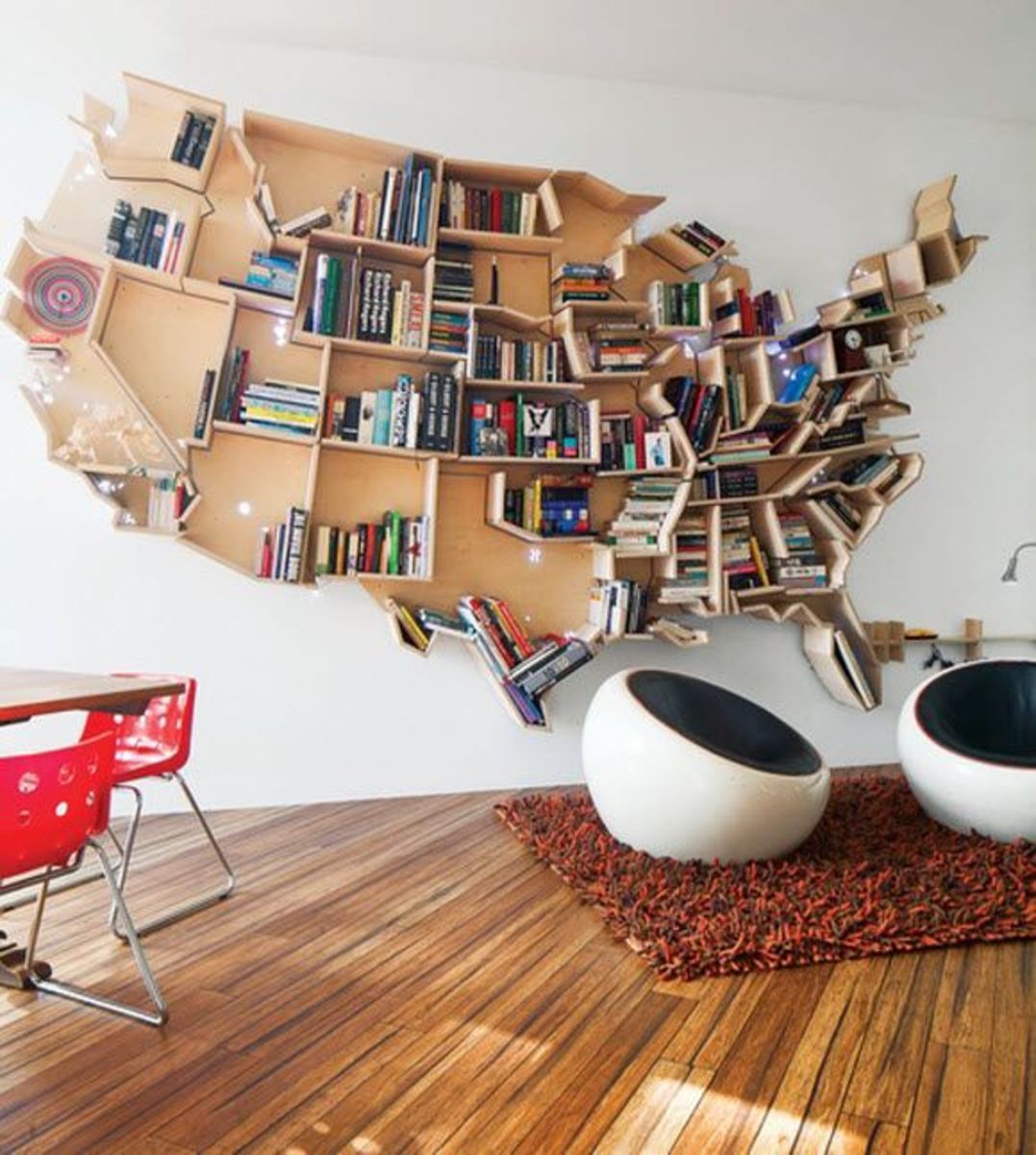 United States map bookcase