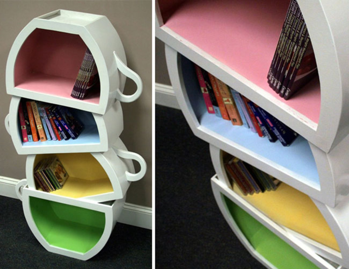 Coffee cups bookcase