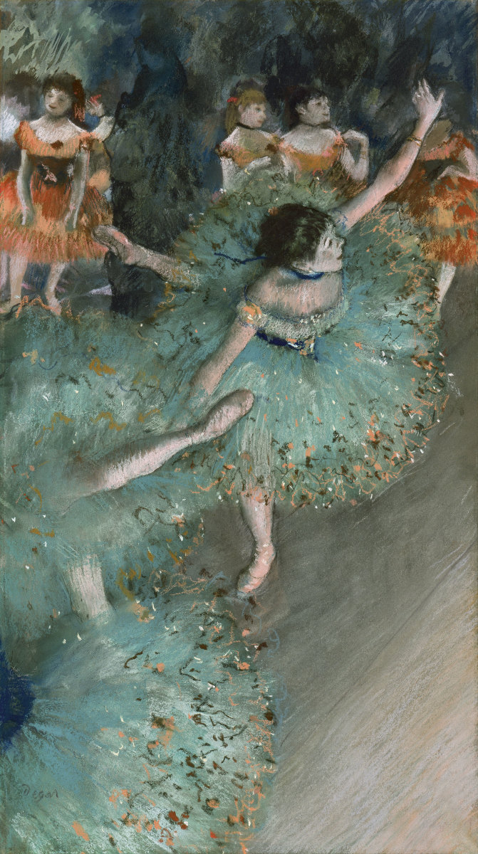 Ian Falconer's Olivia is inspired by the ballet dancers of Edgar Degas. She dreams of dancing like the dancers she sees at the art museum. Pictured here: "Swaying Dancer, Dancer in Green" by Edgar Degas, 1877-1879.