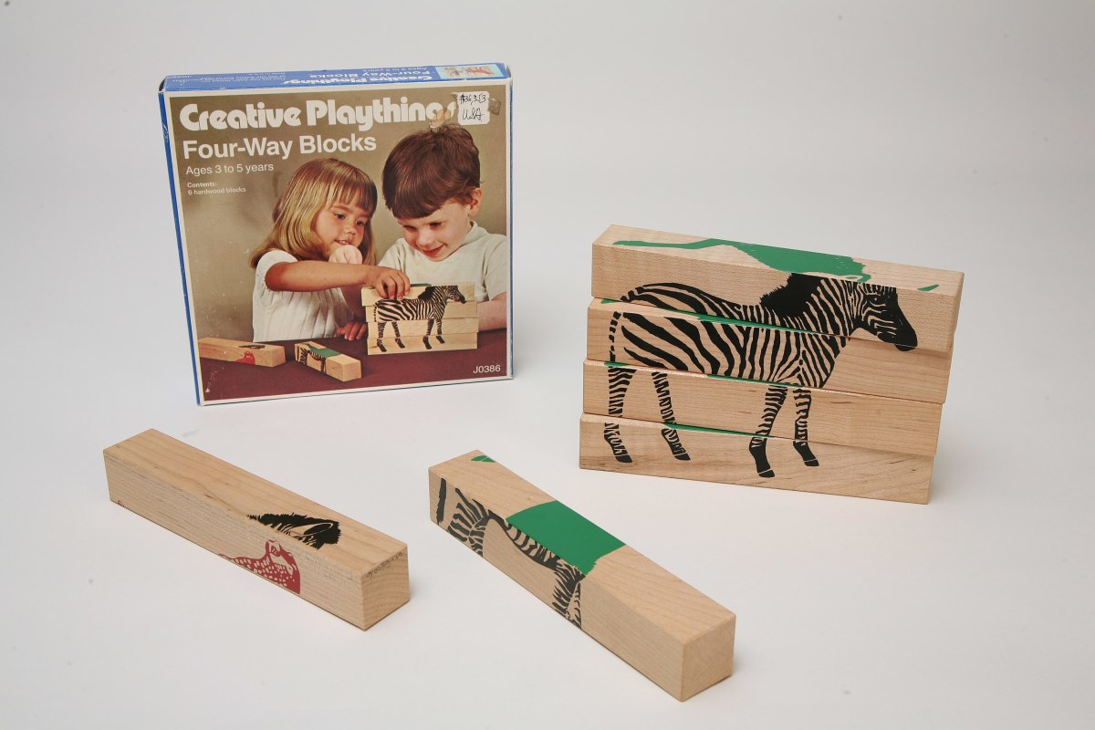 TCMI Creative Playthings 4 Way Blocks combine the puzzles with building.