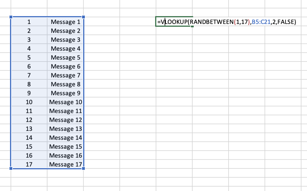 Create a Randomized Message Cell in Excel - 88