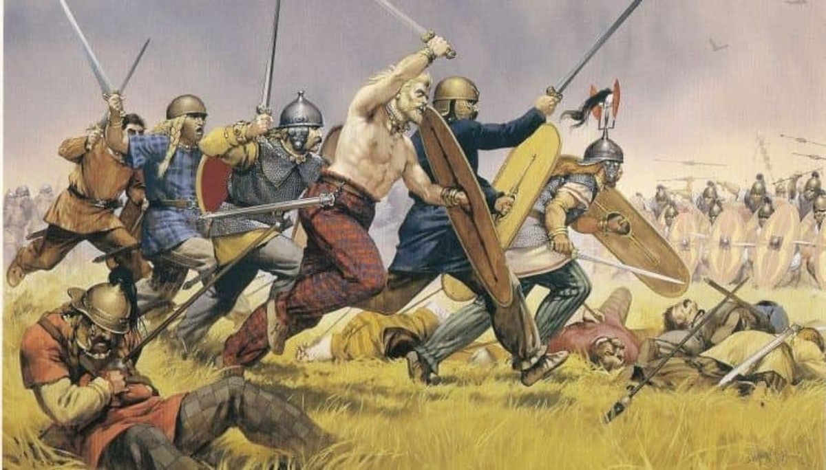 The Celtic warriors charging the enemy.