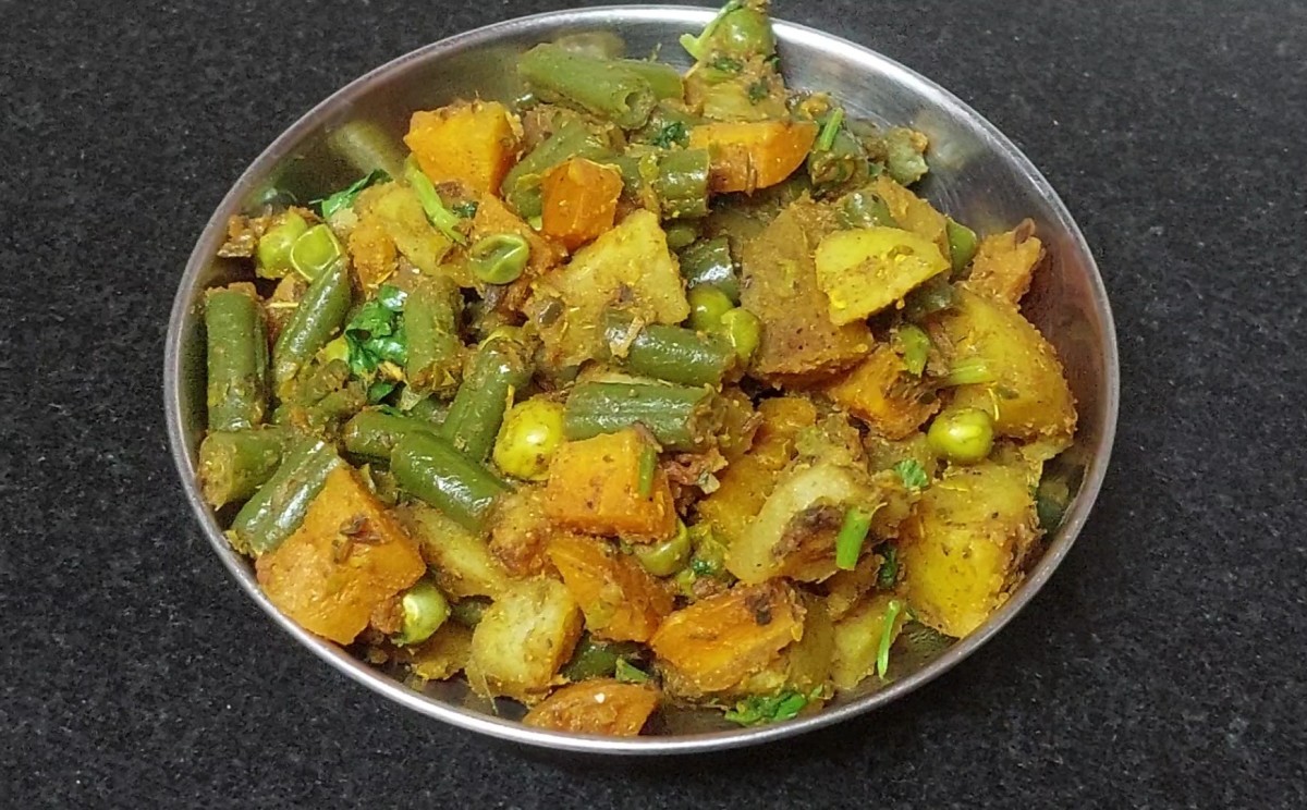 Tasty and flavorful masala vegetable fry is ready to serve. Serve hot with rice, chapati or phulka and enjoy. Or stuff inside chapati to make chapati rolls.