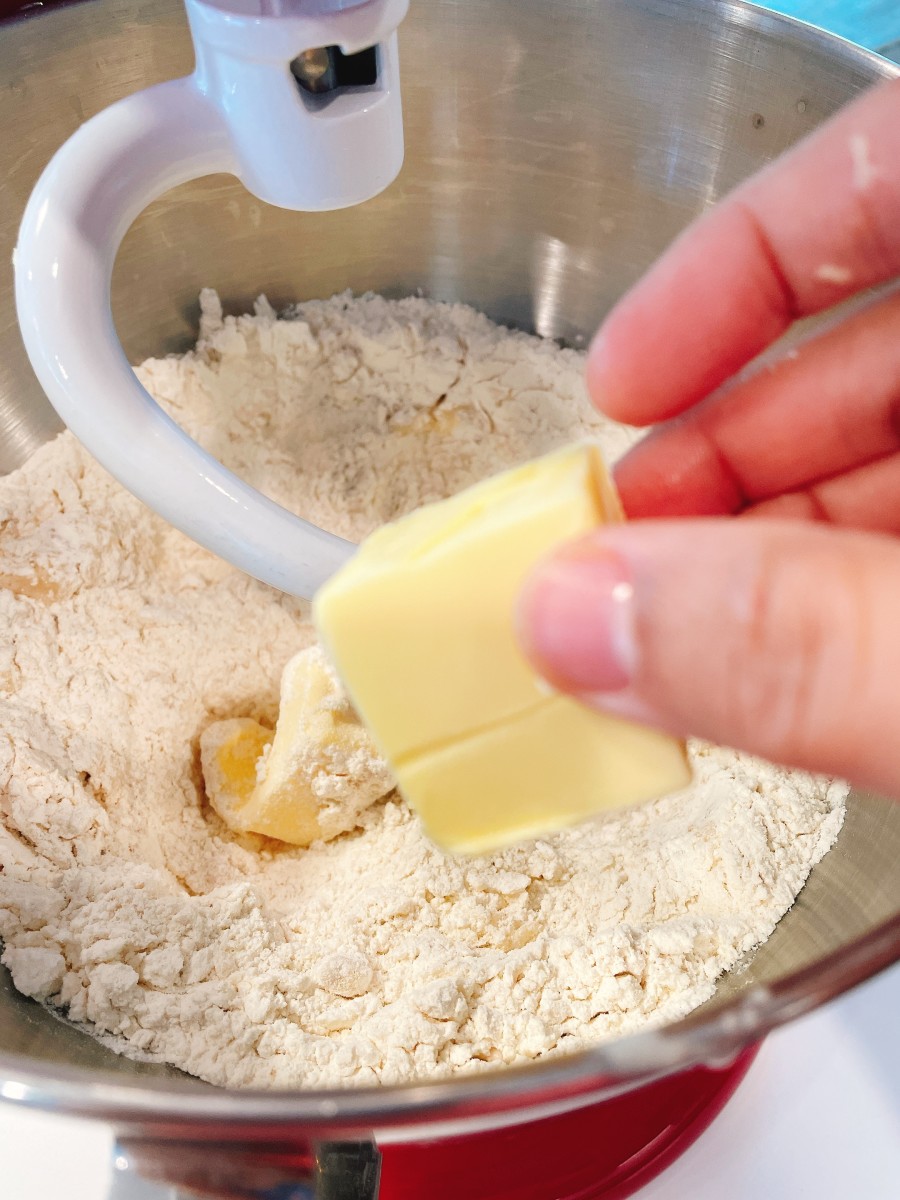 Add the butter to the mixture and start mixing at a lower speed for a few minutes.