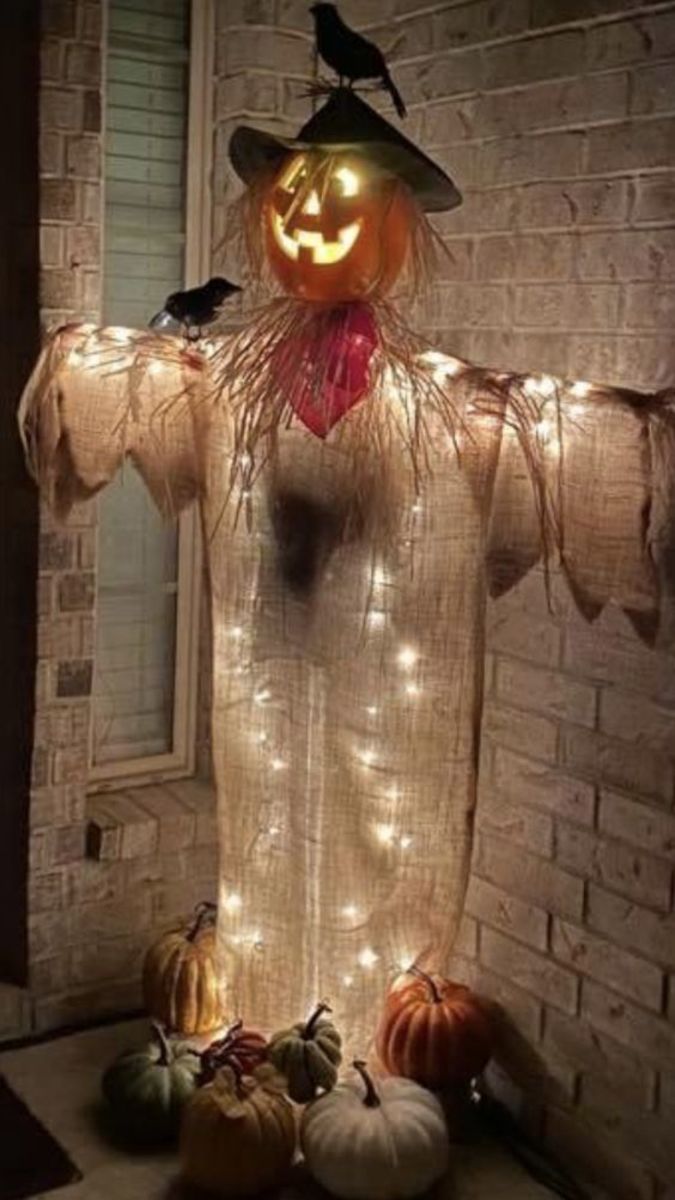 Tomato cage and lights Scarecrow