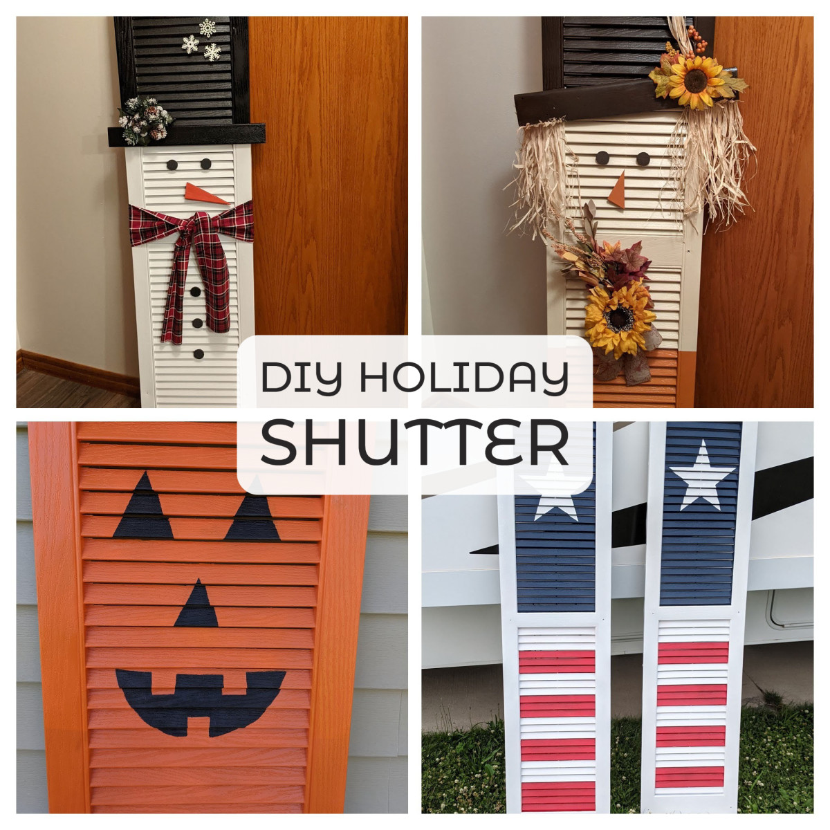 If you have trouble getting rid of stuff like old shutters, upcycle them into festive and artistic creations.