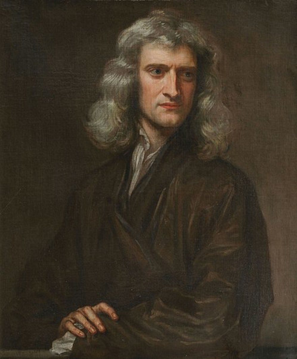 Portrait of Sir Isaac Newton at 46 by Godfrey Kneller, circa 1689.