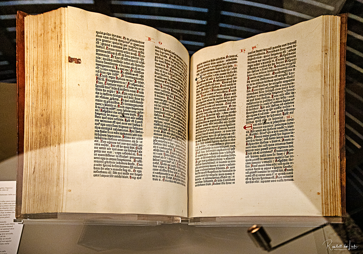 Today, there are only 21 complete copies of the Gutenberg Bible in the world. This one is displayed at the Harry Ransom Center, University of Texas at Austin.