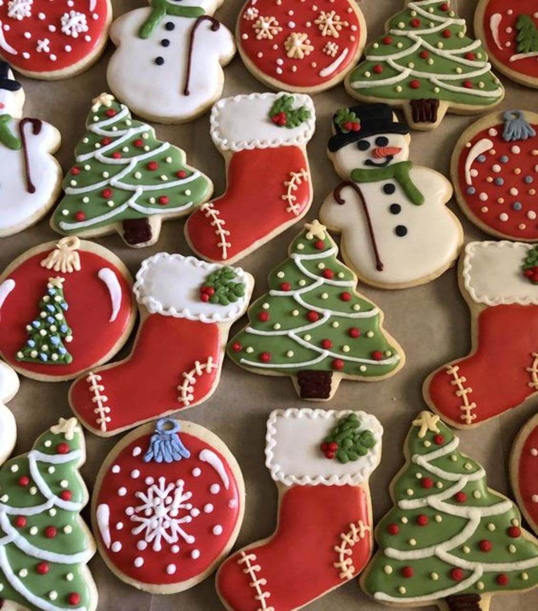 Christmas-themed decorated sugar cookies