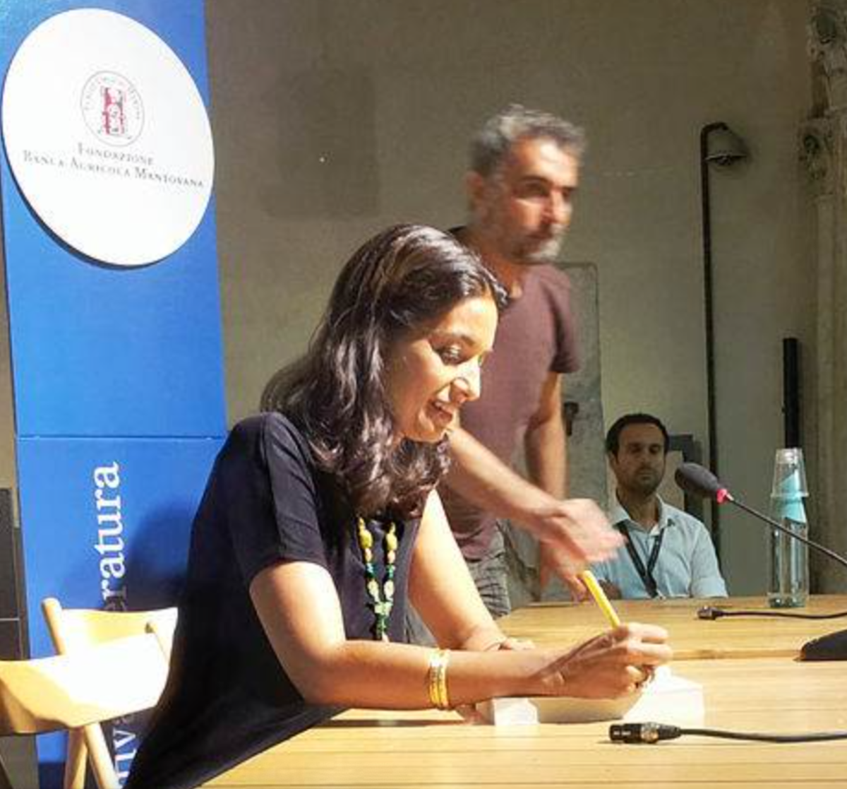 Jhumpa Lahiri at conference; a highly prose driven writer. 