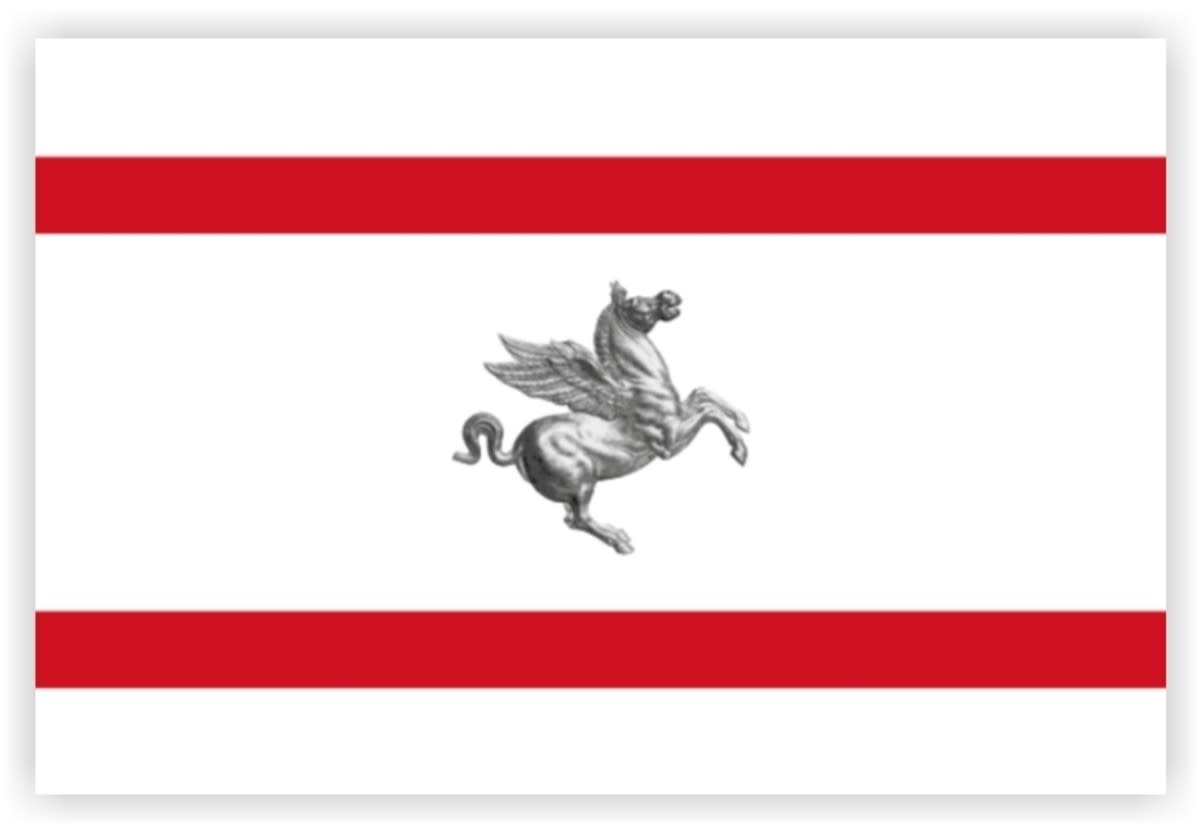 Flag of Tuscany Region, Italy. A pegasus is depicted on its center. Flag of Tuscany Region, Italy. A pegasus is depicted on its center.