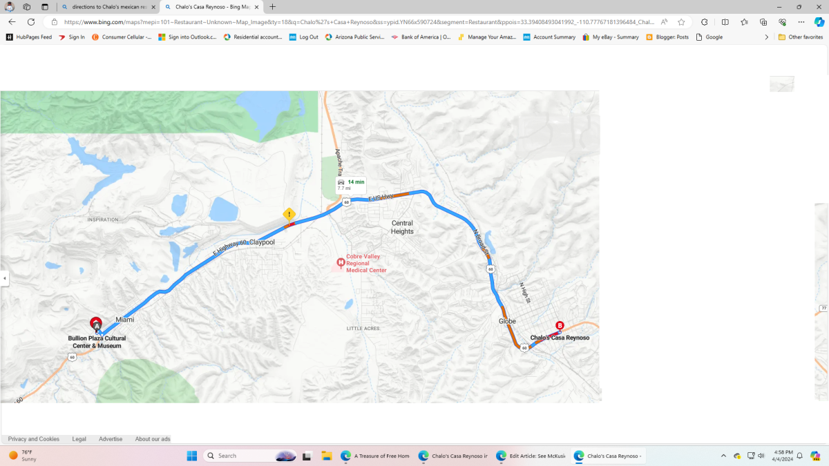 Directions to Chalo's Mexican Restaurant from Bullion Plaza