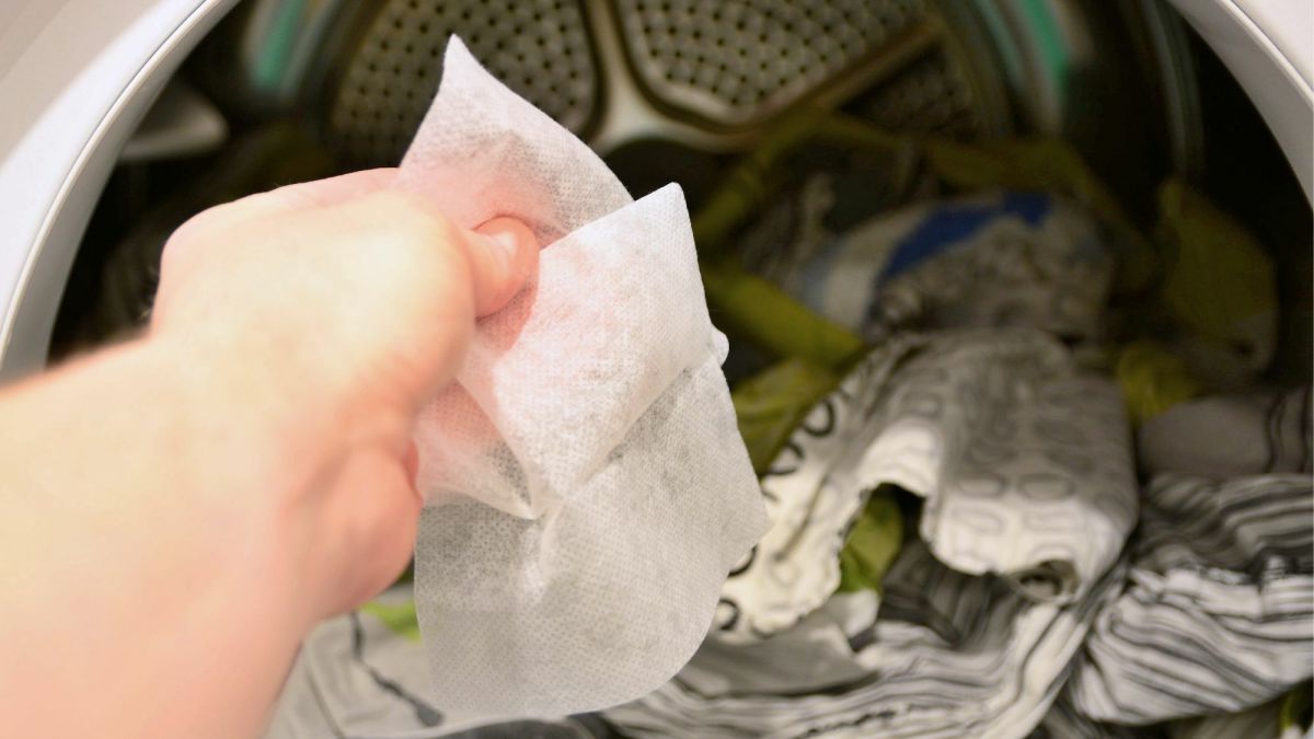 Here's a great trick: Make dirty clothes smell good by spinning them in the dryer with a dryer sheet for a few minutes.