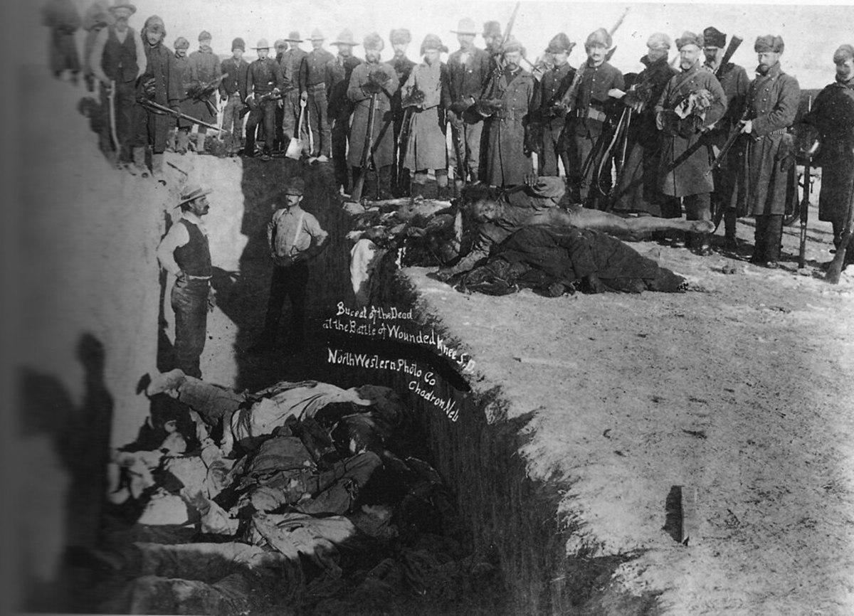 Mass grave of the Lakota people after the Wounded Knee massacre.