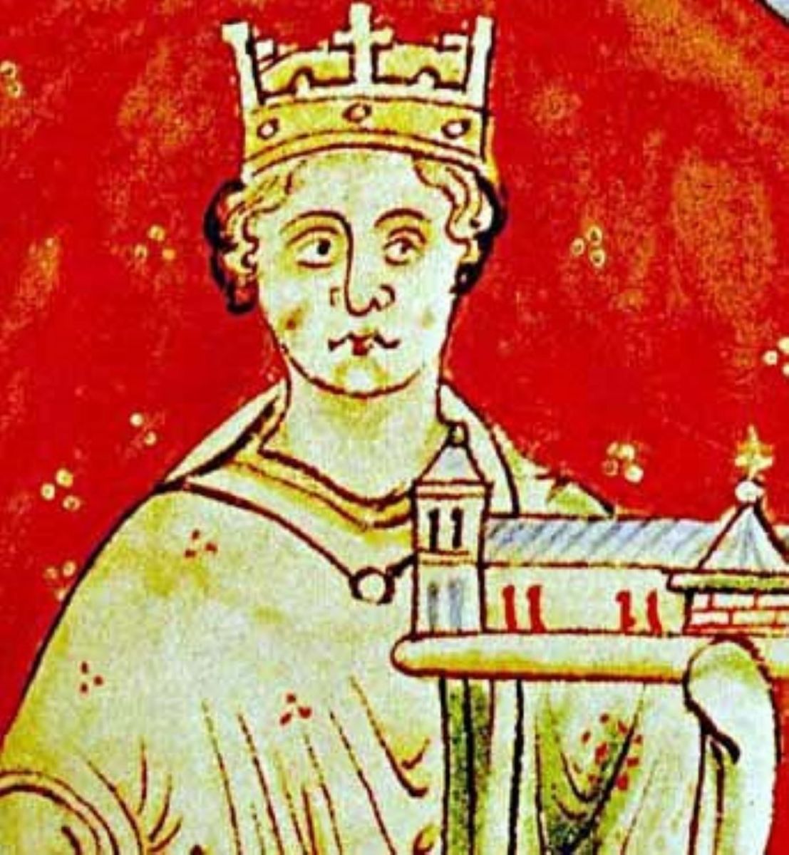 King John of England depicted in the 1250s Historia Anglorum.