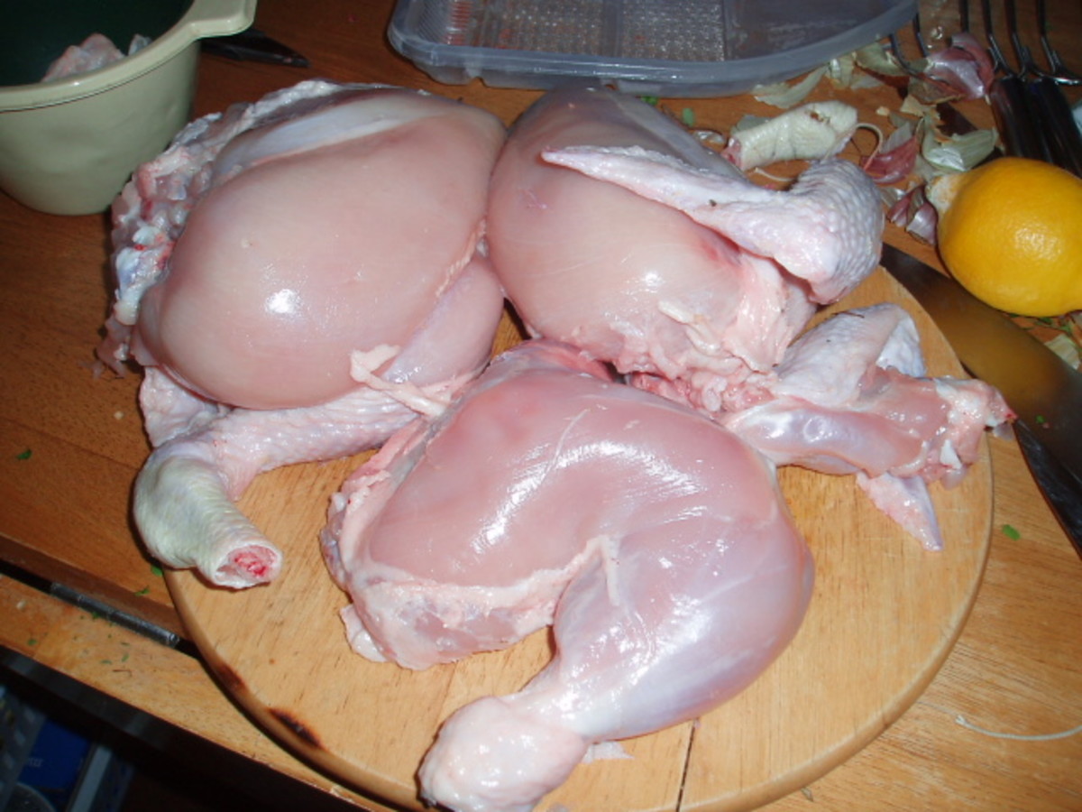 chicken ready for the flour dredge.