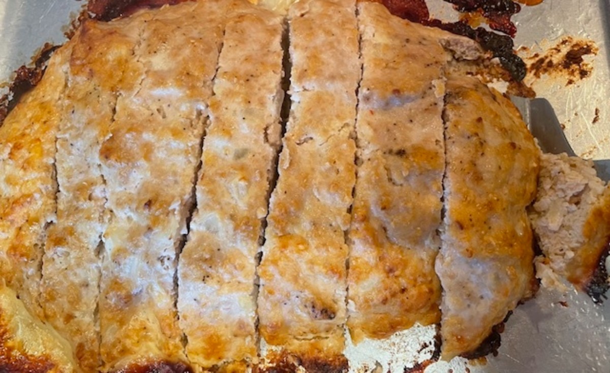 Gluten-free chicken meatloaf, sliced and ready to enjoy!