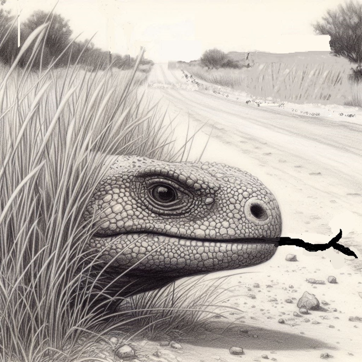 A Gila monster poked out from the brush.