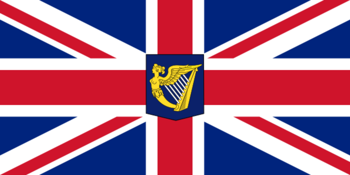 A winged maiden was defaced on the Standard of the Lord Lieutenant of Ireland (1171 - 1922) A winged maiden was defaced on the Standard of the Lord Lieutenant of Ireland (1171 - 1922)