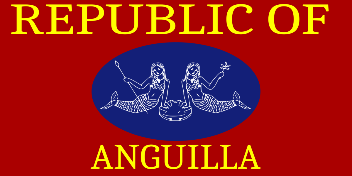 The 1967 national flag of Republic of Anguilla features two mermaids. The 1967 national flag of Republic of Anguilla features two mermaids.