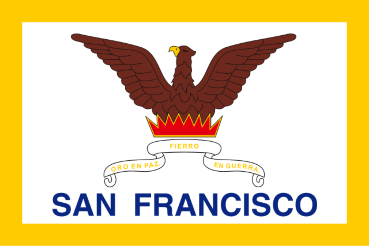 The flag of San Francisco, California, USA is depicted with phoenix. The flag of San Francisco, California, USA is depicted with phoenix.