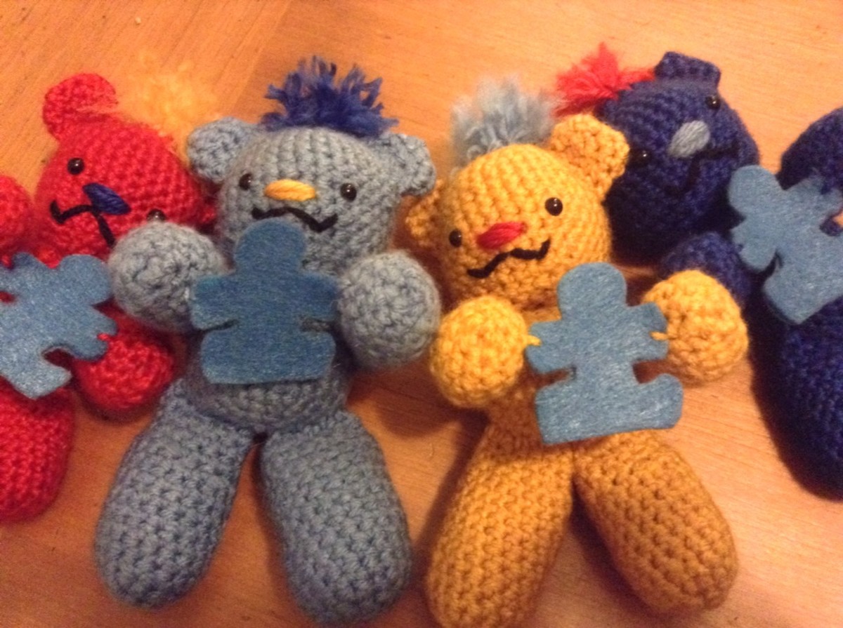 Crocheted Autism Awareness Bears