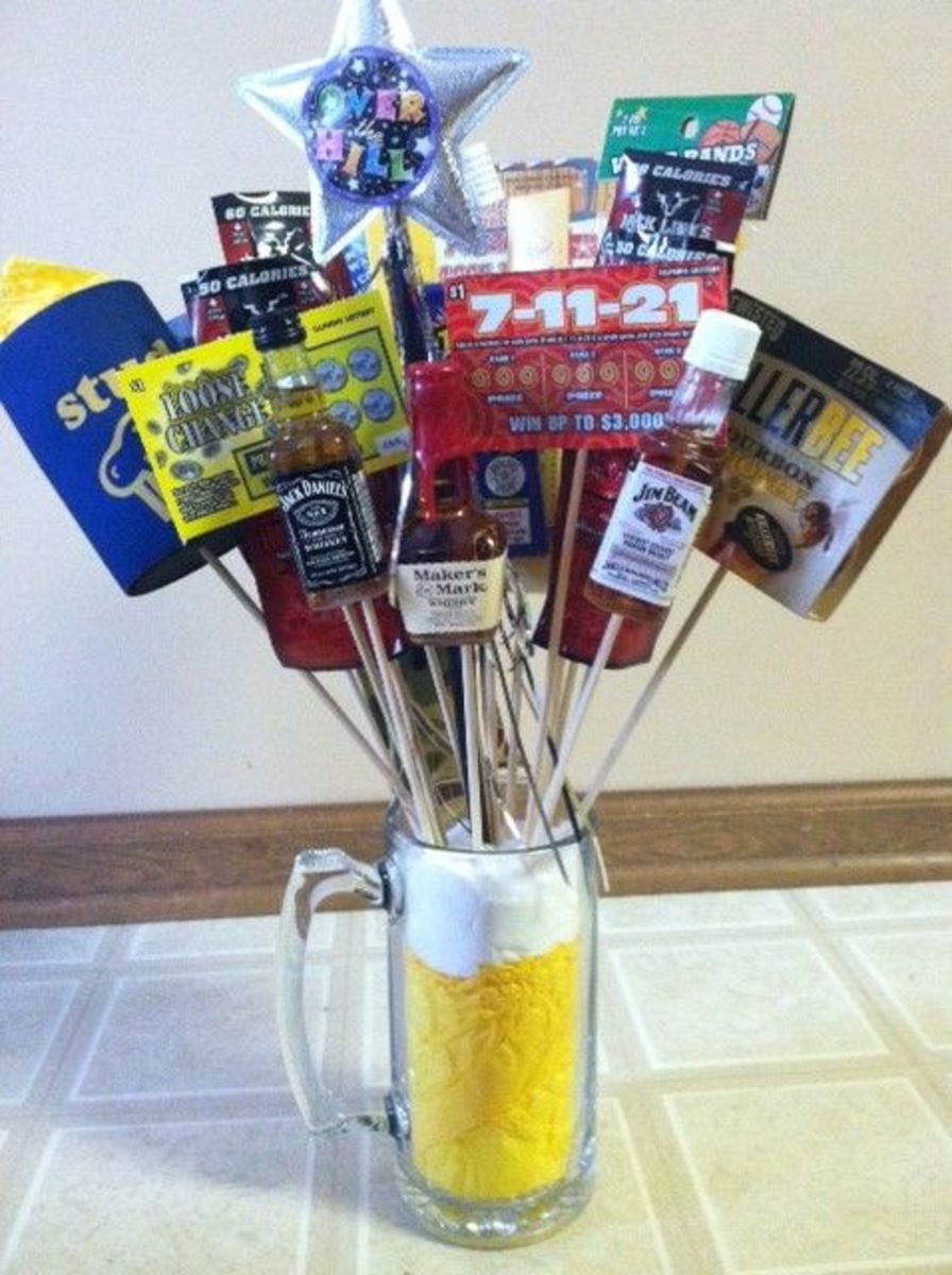 Lotto gift basket/glass beer cup. Made with a dollar store beer