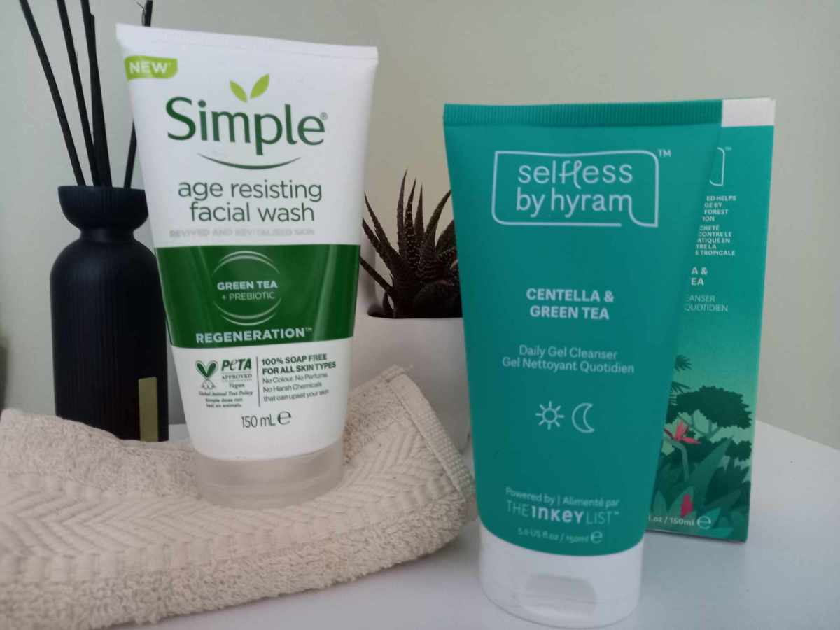 Face off: Simple Age Resisting Facial Wash Vs. the Inkey List Selfless by Hyram Centella and Green Tea Cleanser