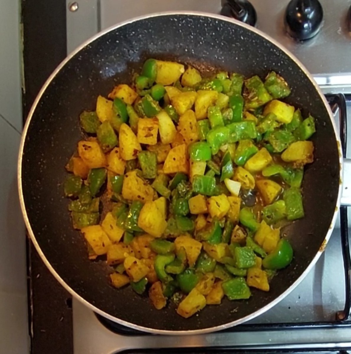 Aloo Capsicum Fry Tasty Indian Side Dish Recipe Delishably