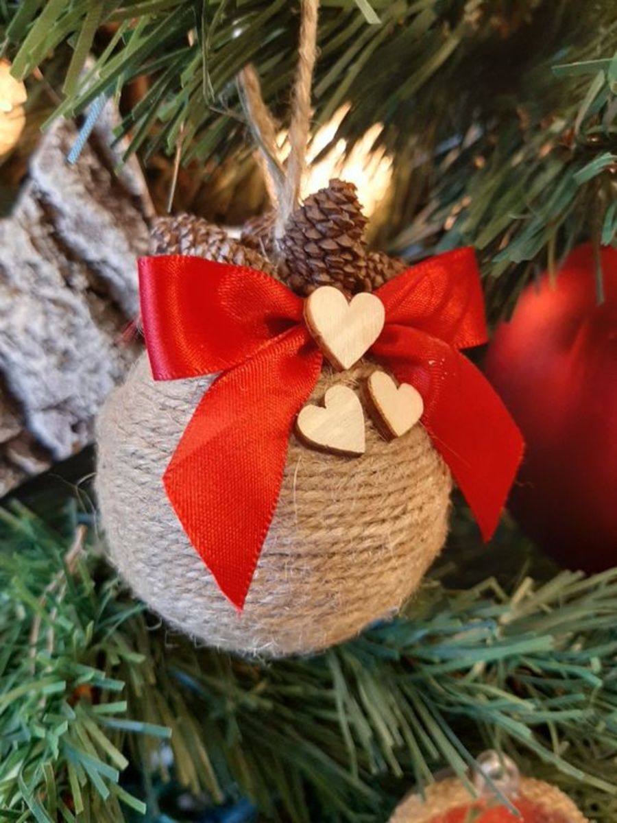 Rustic Hanging Jute Rope Ball Garland Christmas Tree Ornament Holiday