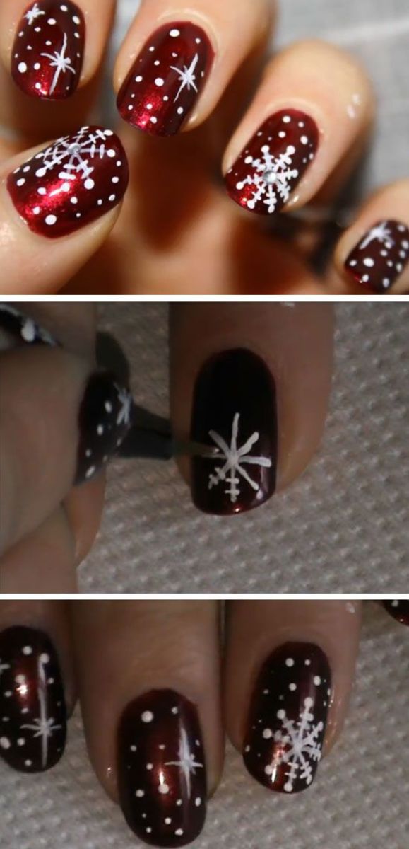 Winter Nails Snowflake Nail Art Christmas Nail Design Glitter