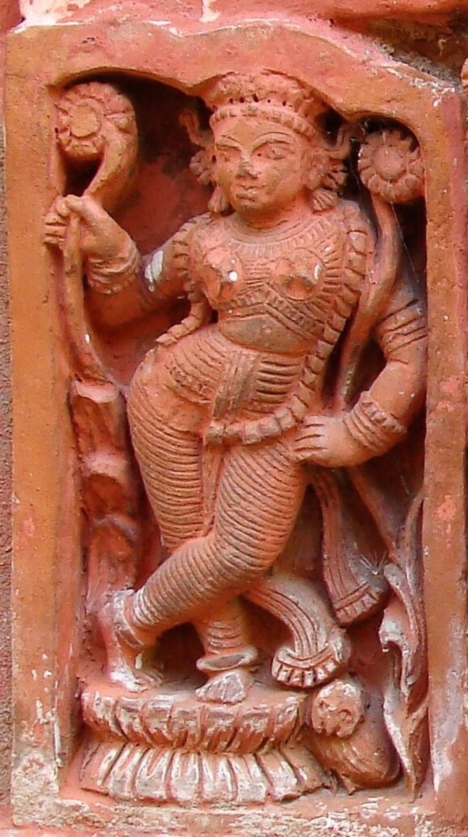 Lakshmi, the Goddess of Wealth and Fortune in Bengal temple decorations