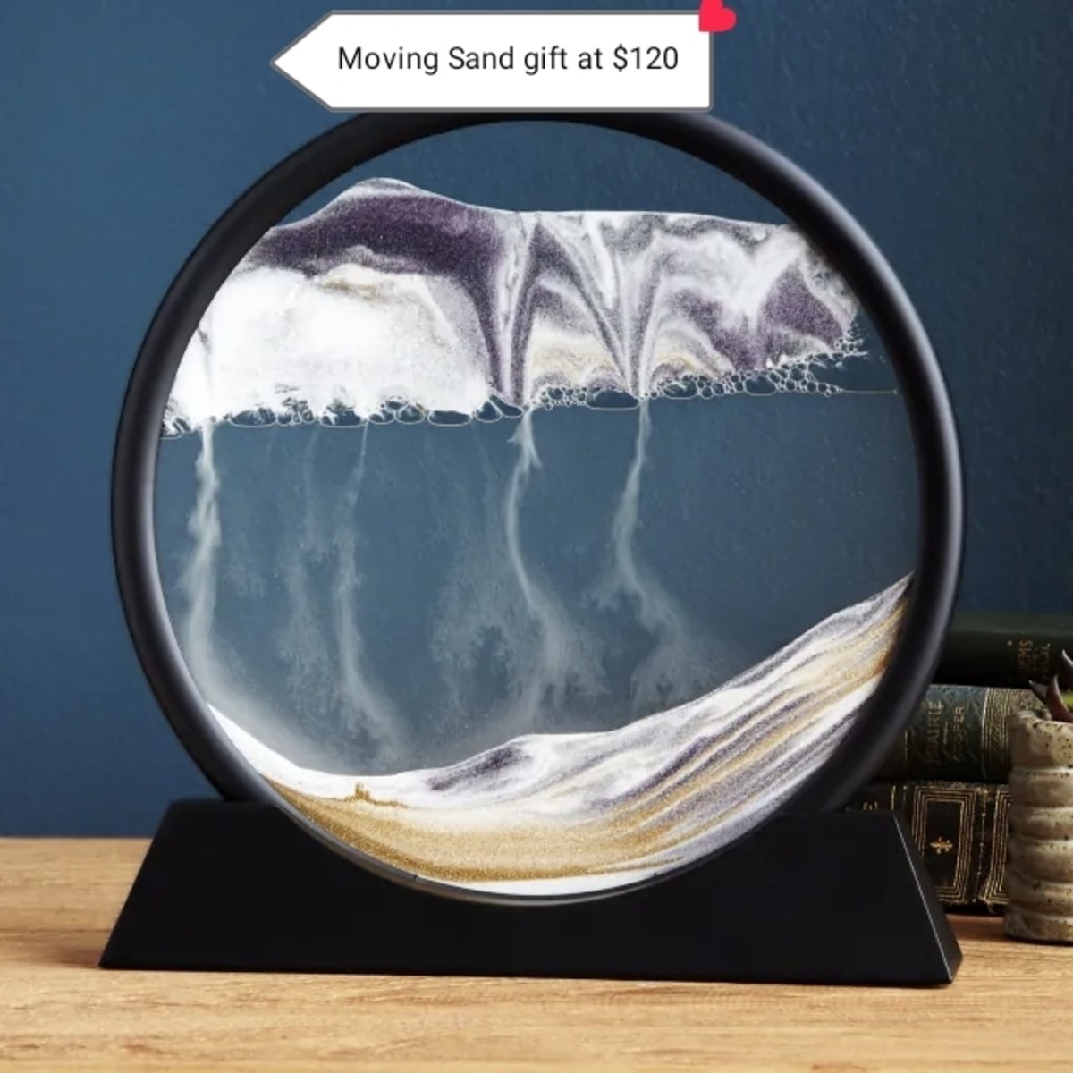 Moving Sand Art Picture Round Glass