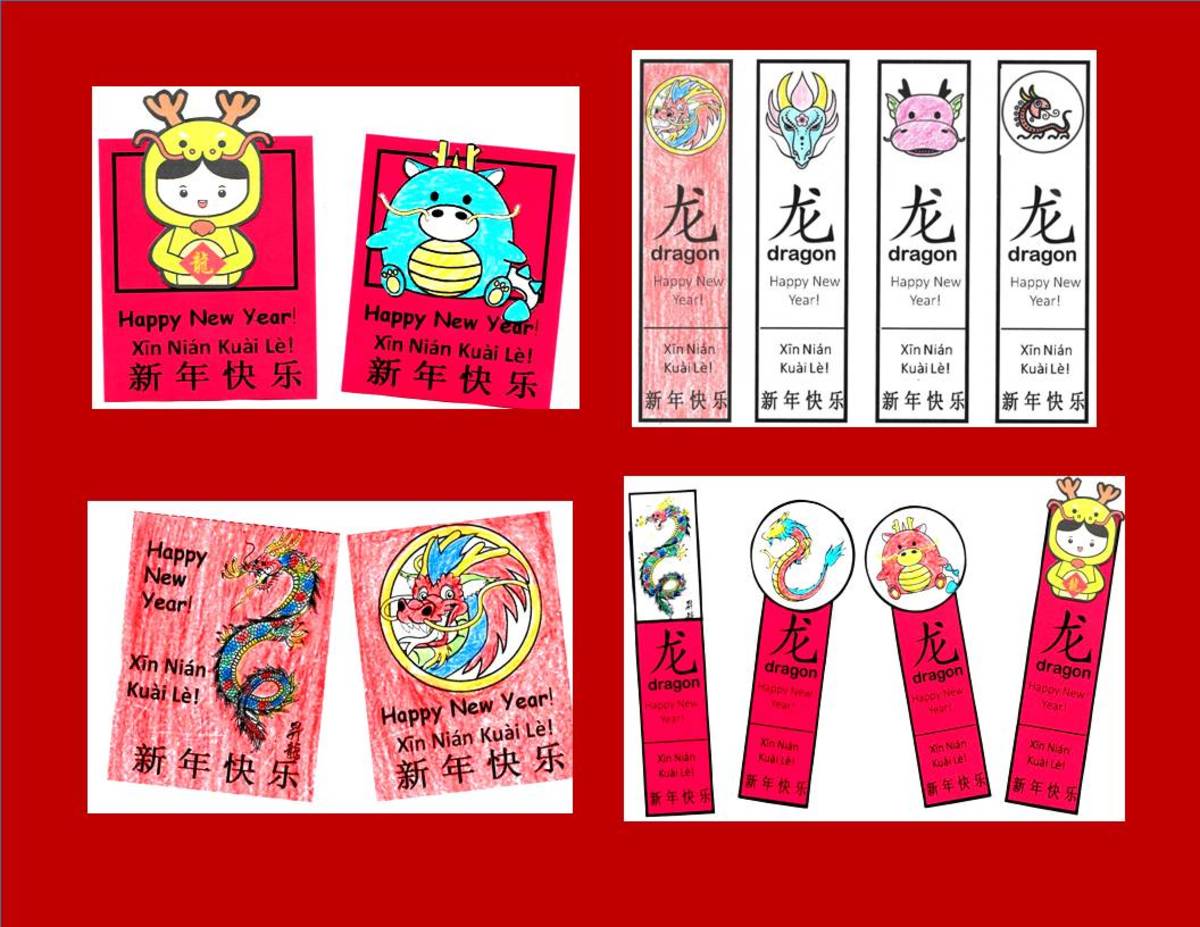 Printable Red Envelopes and Bookmarks for Year of the Dragon, Chinese New Year