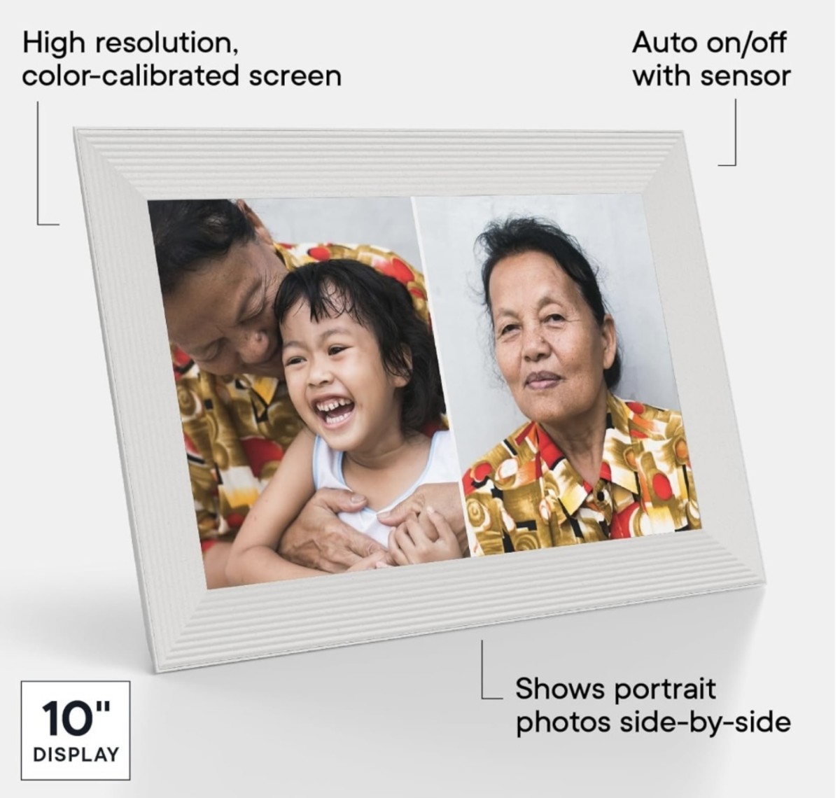 The Carver Sea Salt 10.1” WiFi Digital Picture Frame Lets Everyone