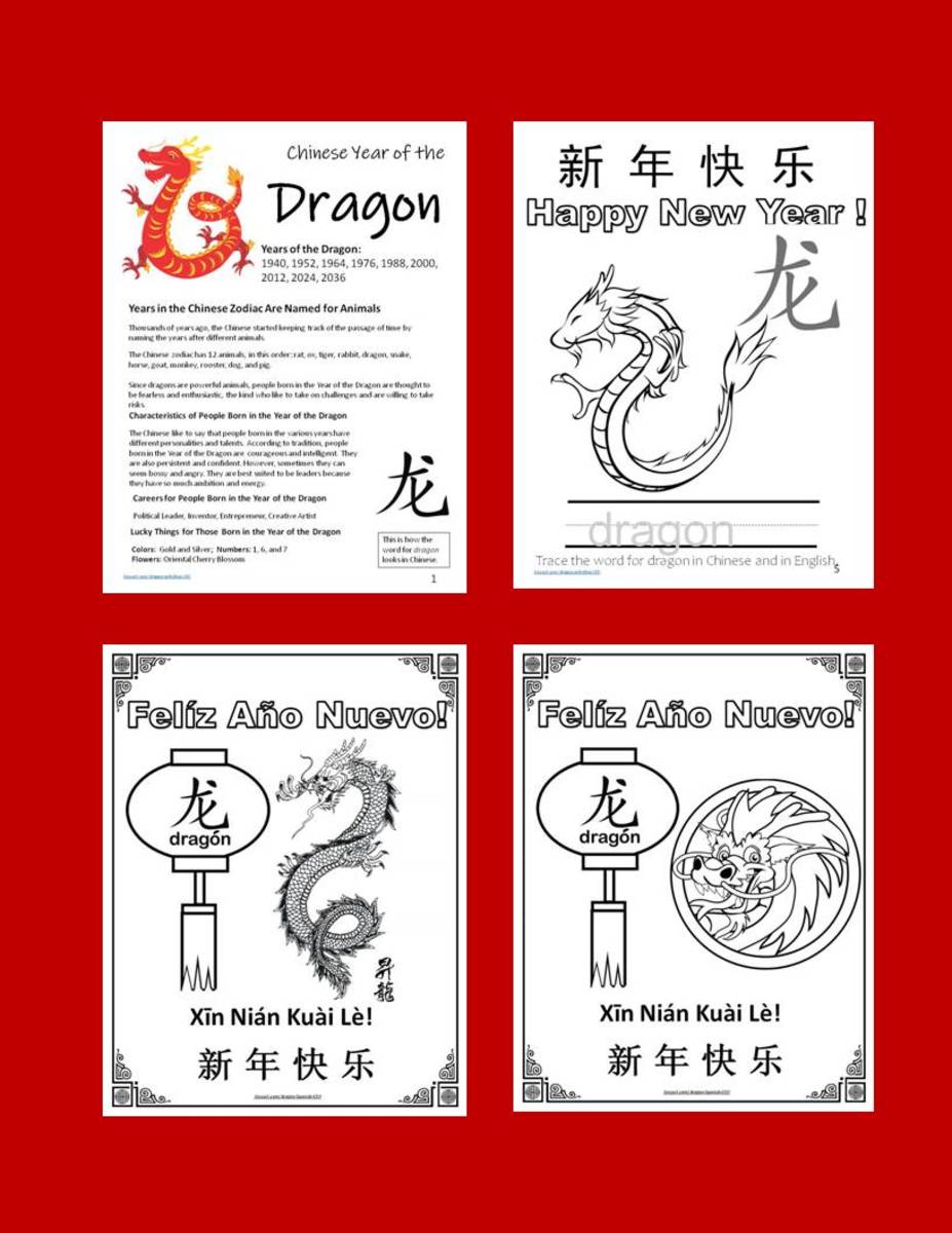 Printable Children’s Activity Sheets for the Chinese New Year: 