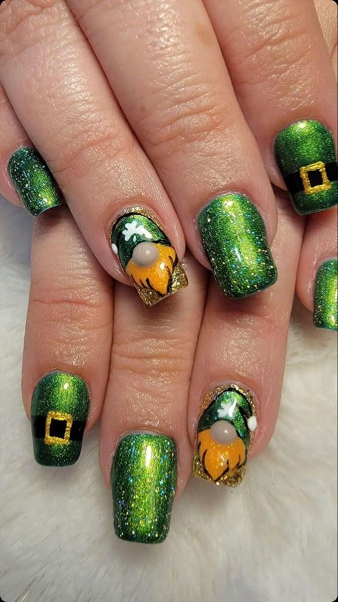 St. Patrick's Day Press Nails Medium Almond Nails - Temu