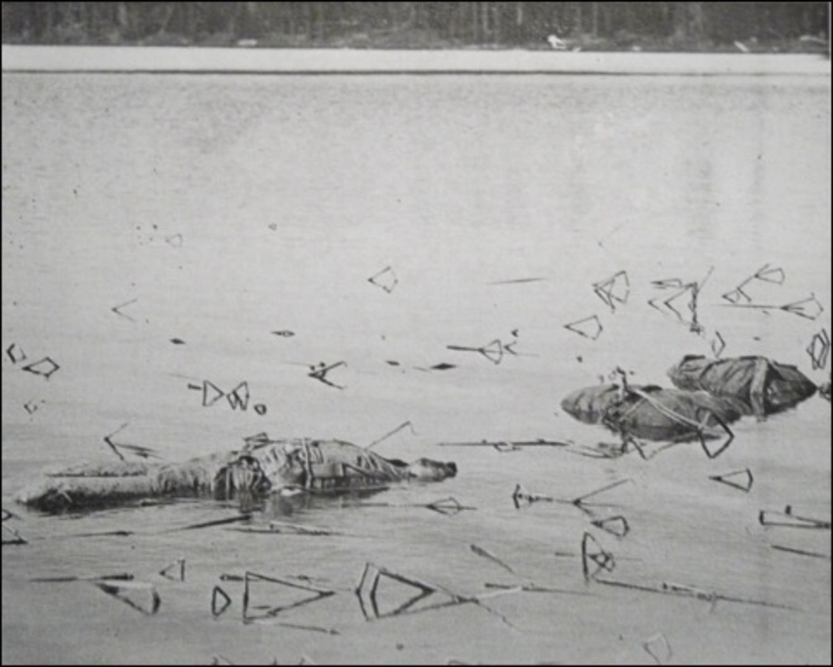 The bodies as they were found in Lava Lake