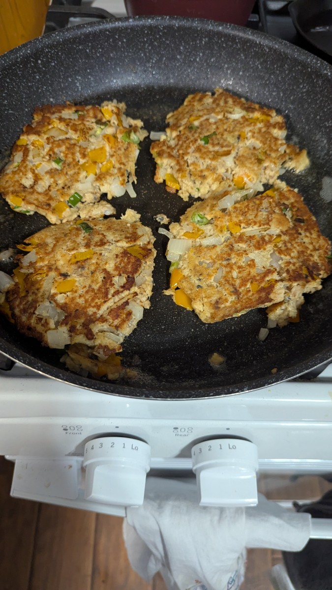 Pan Frying a Hand Mixed Salmon Patty