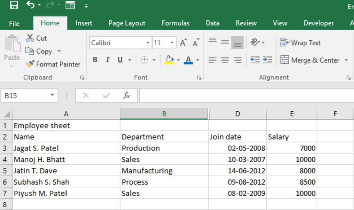 Basic Formatting in Excel