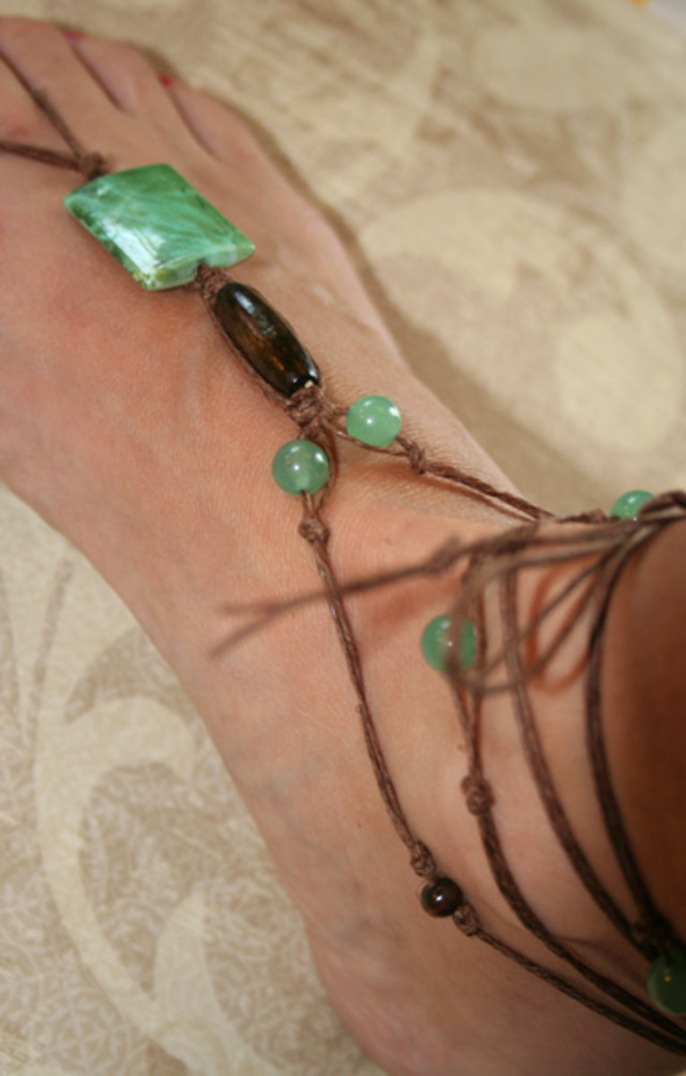 Barefoot Sandals with Beads and Hemp