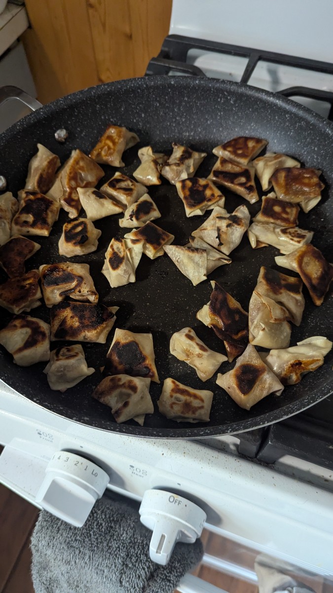 Pan Fried Apple Filled Wonton Wraps