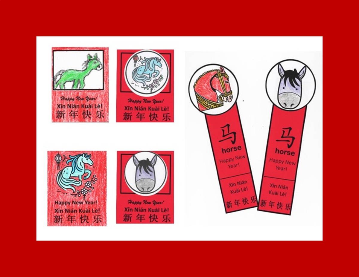 Printable Envelopes and Bookmarks for Year of the Horse, Chinese New Year