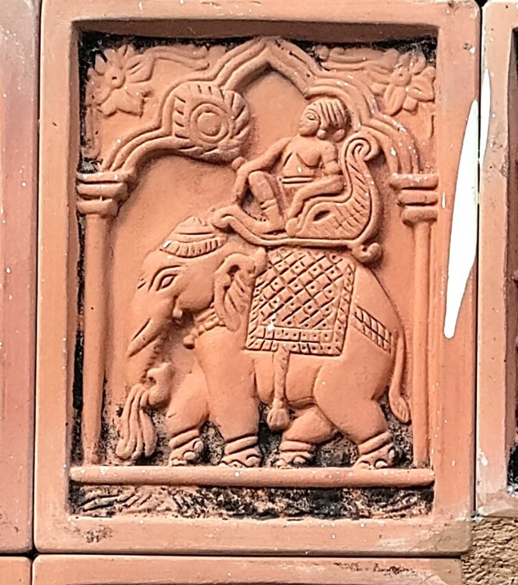 Elephants in temple decorations in West Bengal