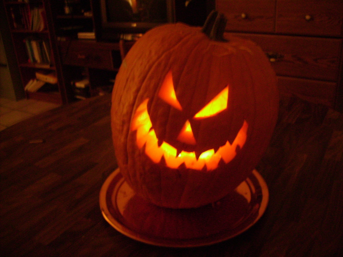 A scary looking Jack-O-Lantern