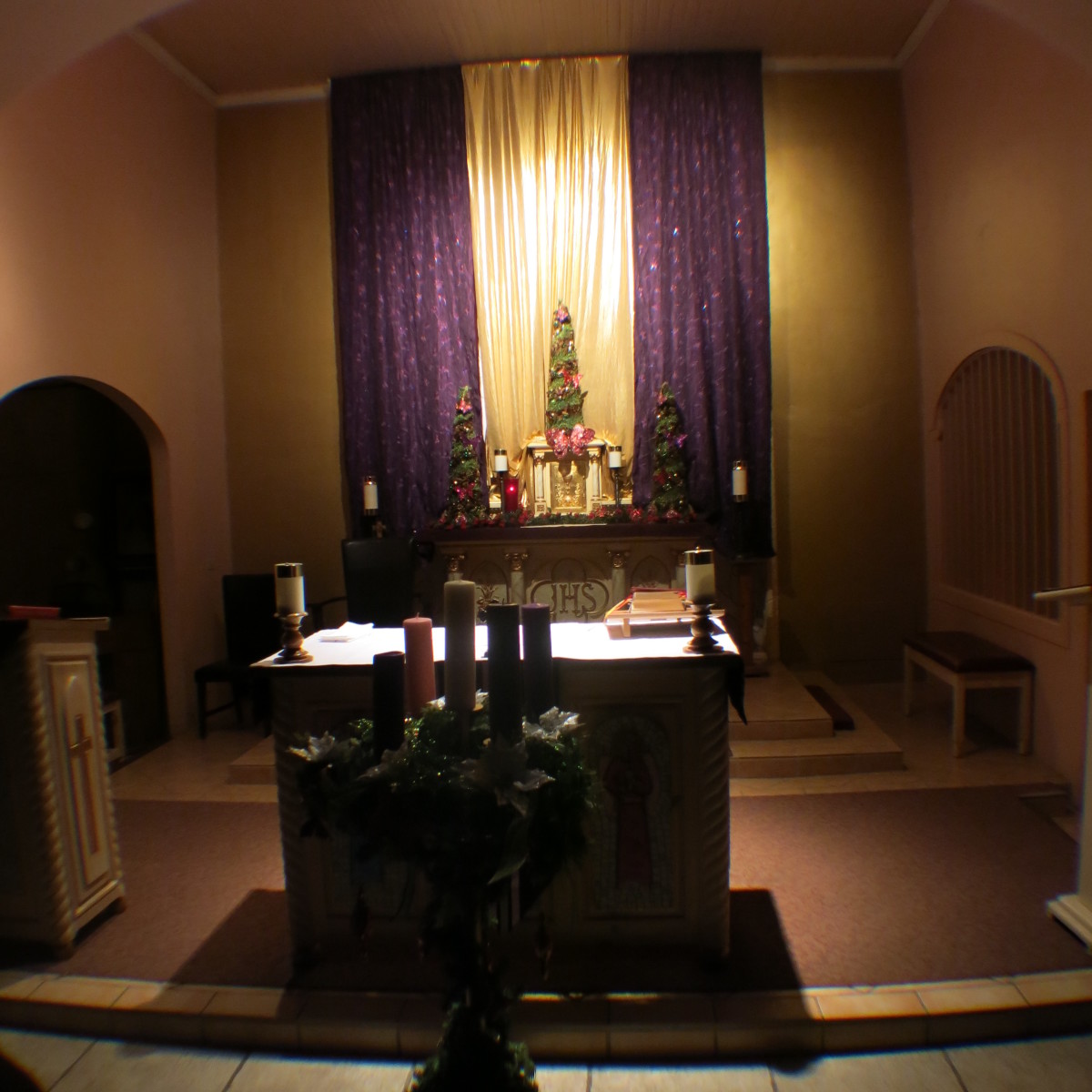 Advent Wreath in front of alter St Ann Ch Tubac Dec     6 2014-IMG_7278.JPG