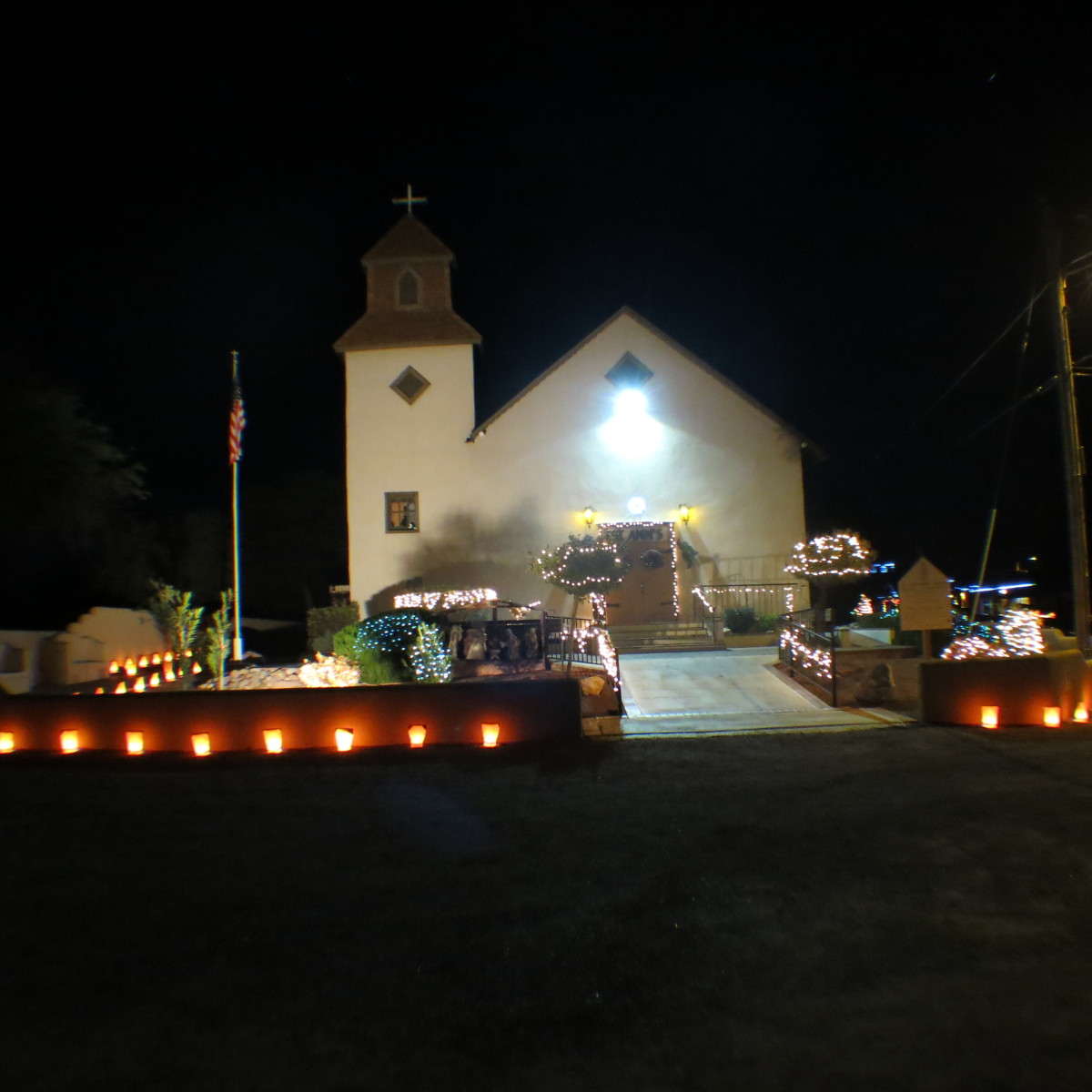 St Ann's Catholic Church in Tubac, AZ decorated for Christmas Season